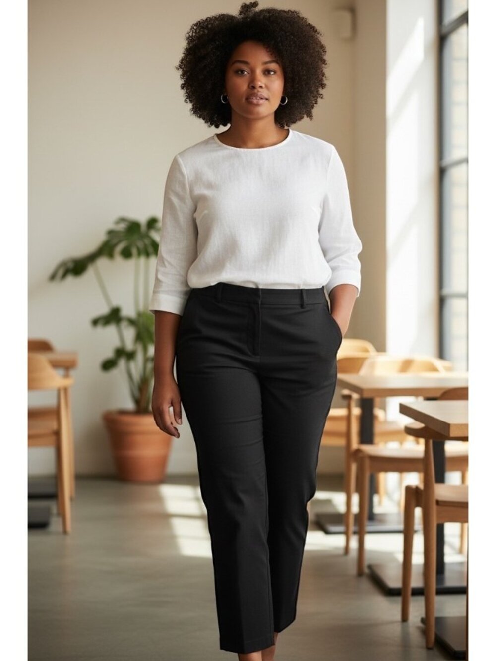 Eileen Fisher Linen Blend Trousers Black Size 18W Minimalist Coastal Spring Cute